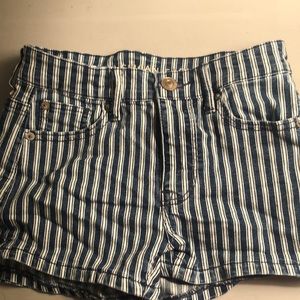 American eagle denim and white striped shorts. Size 0.